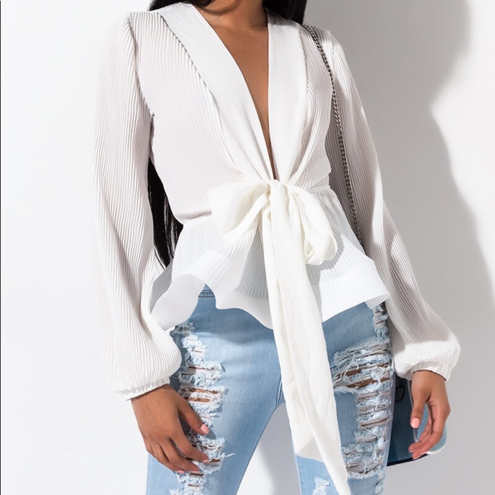 Float tie front blouse